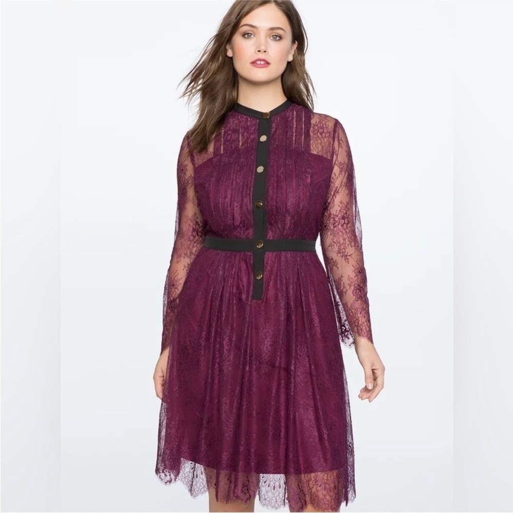 Eloquii Purple Lace Mini Dress